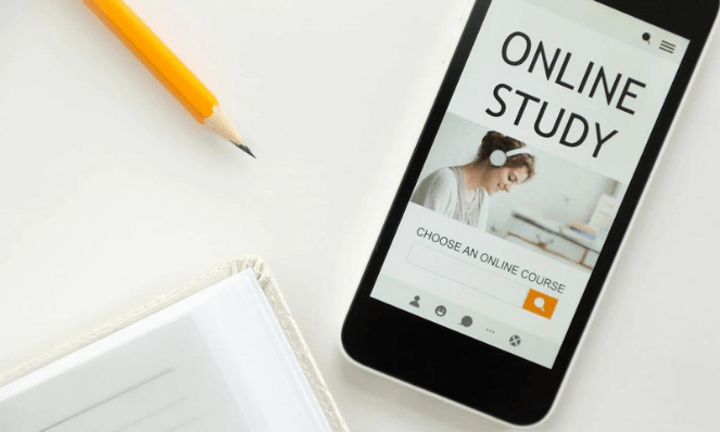 A mobile phone displaying the homepage of online studies.