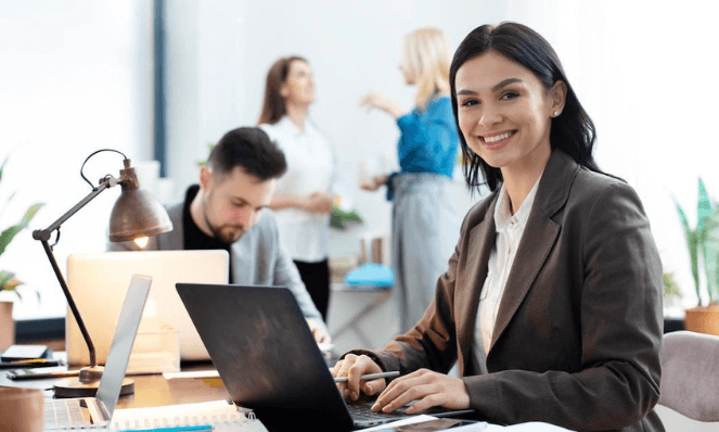 A woman dressed in a business attire to showcase professionalism.